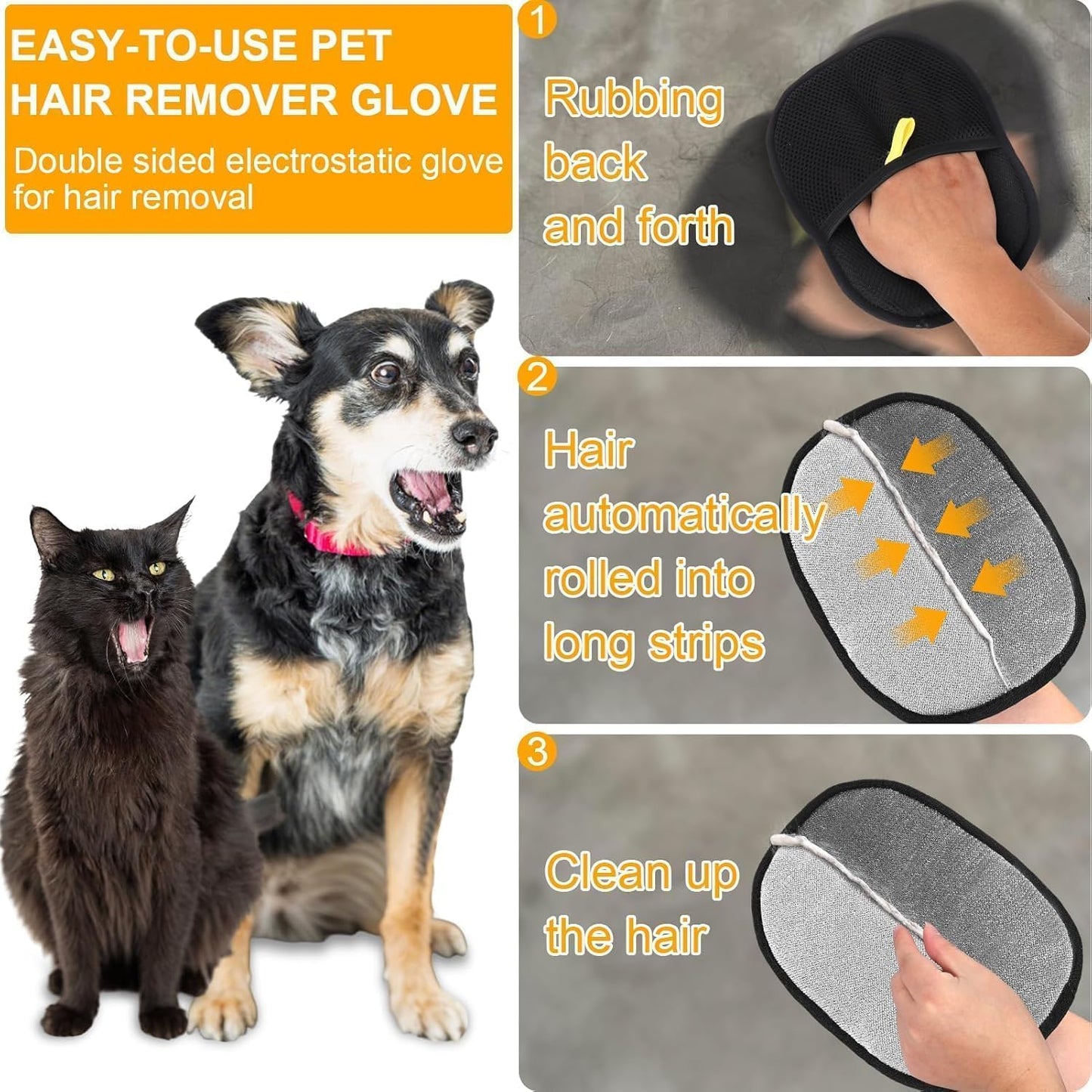 Pet Hair Removal Gloves (Pack of 2)