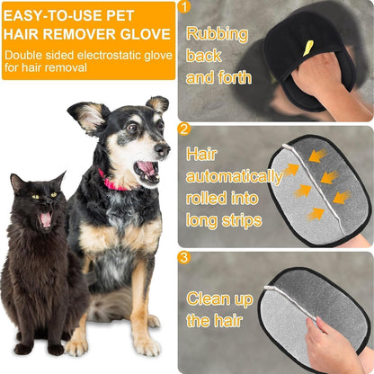 Pet Hair Removal Gloves (Pack of 2)